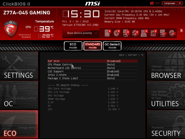 UEFI Setup MSI Z77A-G45 Gaming
