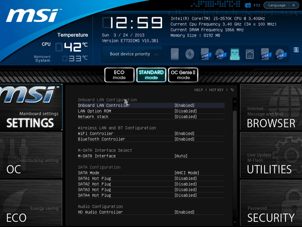 UEFI Setup MSI Z77IA-E53