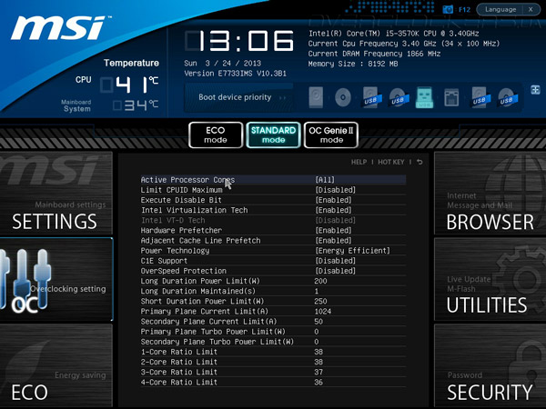 UEFI Setup MSI Z77IA-E53