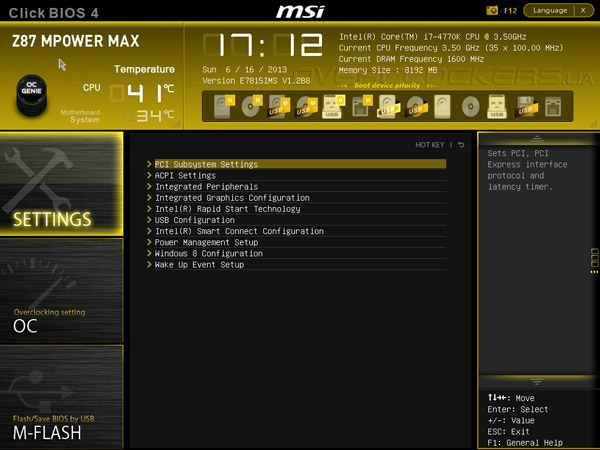 UEFI Setup MSI Z87 MPOWER MAX