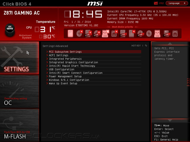 UEFI Setup MSI Z87I Gaming AC