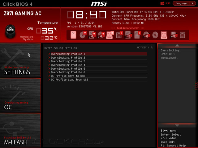 UEFI Setup MSI Z87I Gaming AC