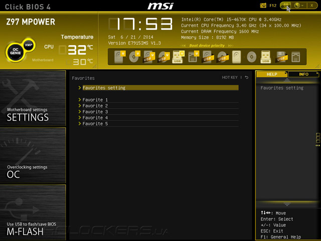UEFI Setup MSI Z97 MPOWER