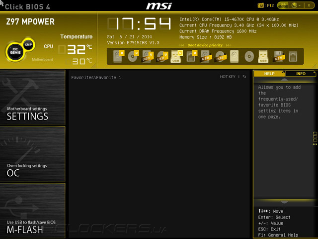 UEFI Setup MSI Z97 MPOWER