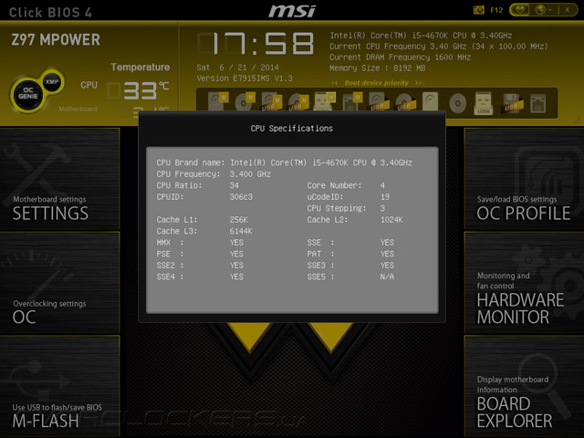 UEFI Setup MSI Z97 MPOWER