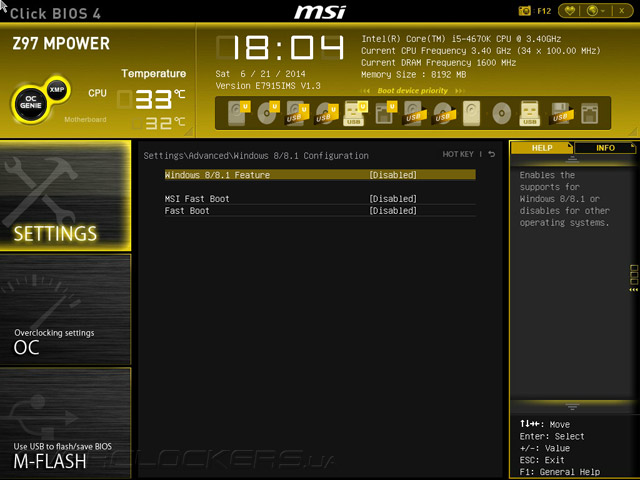 UEFI Setup MSI Z97 MPOWER