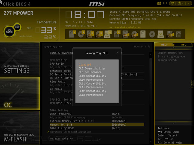 UEFI Setup MSI Z97 MPOWER
