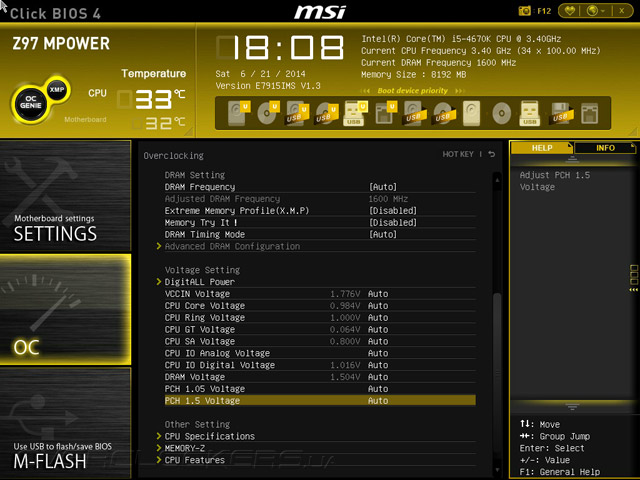 UEFI Setup MSI Z97 MPOWER