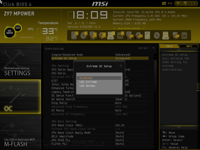 UEFI Setup MSI Z97 MPOWER
