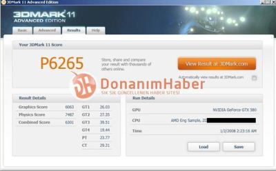 AMD FX-8130P 3DMark11 benchmark AMD FX-8130P 3DMark11 benchmark