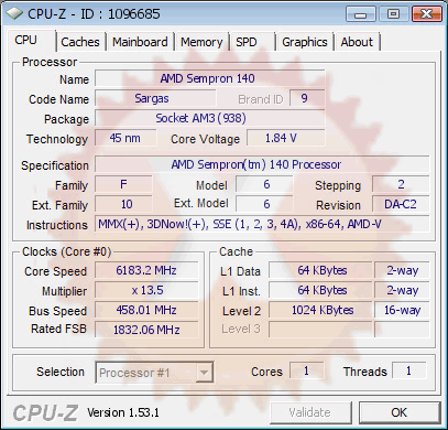 6183 МГц на Sempron 140