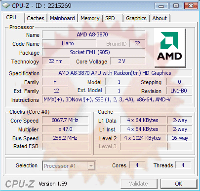 Разгон AMD A8-3870K 6067 МГц Разгон AMD A8-3870K 6067 МГц