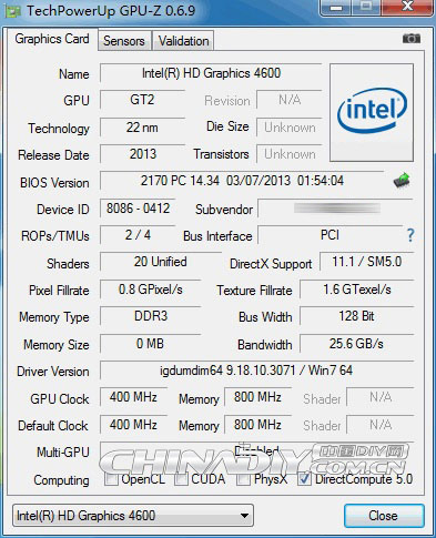 Core i5 2,6 ГГц (Haswell) GPU-Z Core i5 2,6 ГГц (Haswell) GPU-Z