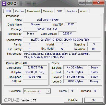 процессор Core i7-6700K (5,2 ГГц)