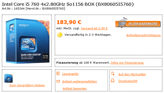 процессор Core i5-760 в продаже