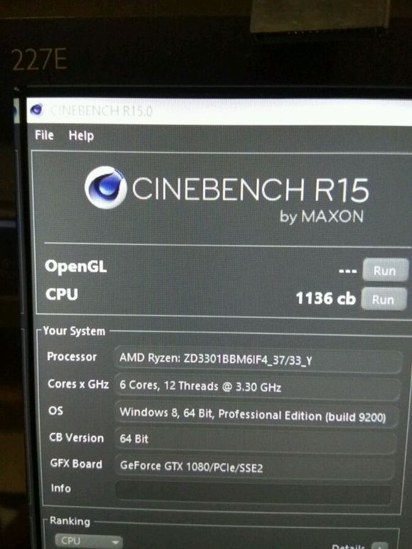 Результаты тестирования процессора Ryzen 5 1600X в бенчмарке Cinebench R15 (обновлено)