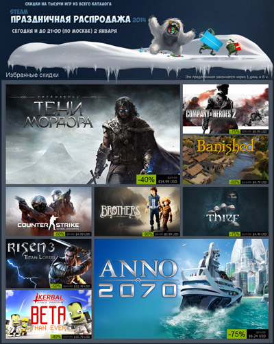 Актуальные скидки в Steam