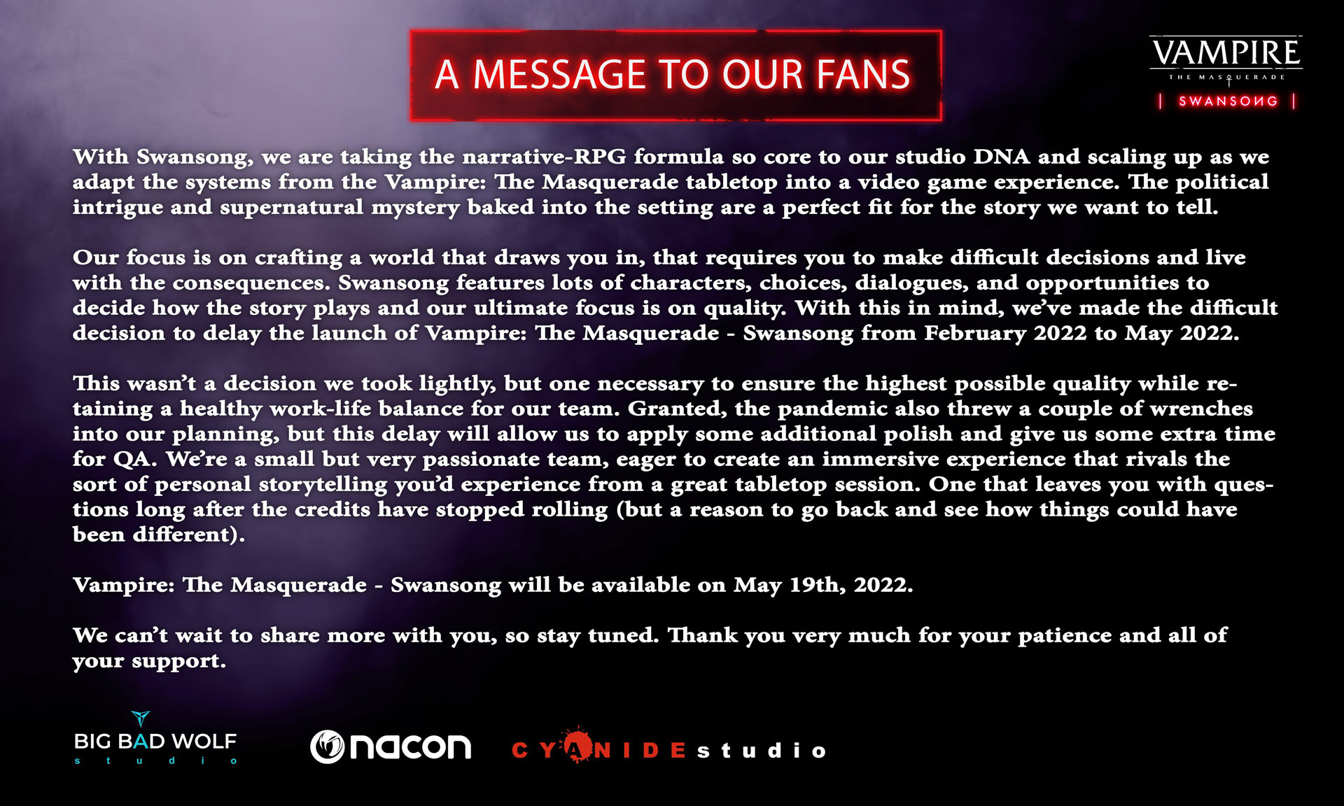 Vampire: The Masquerade – Swansong