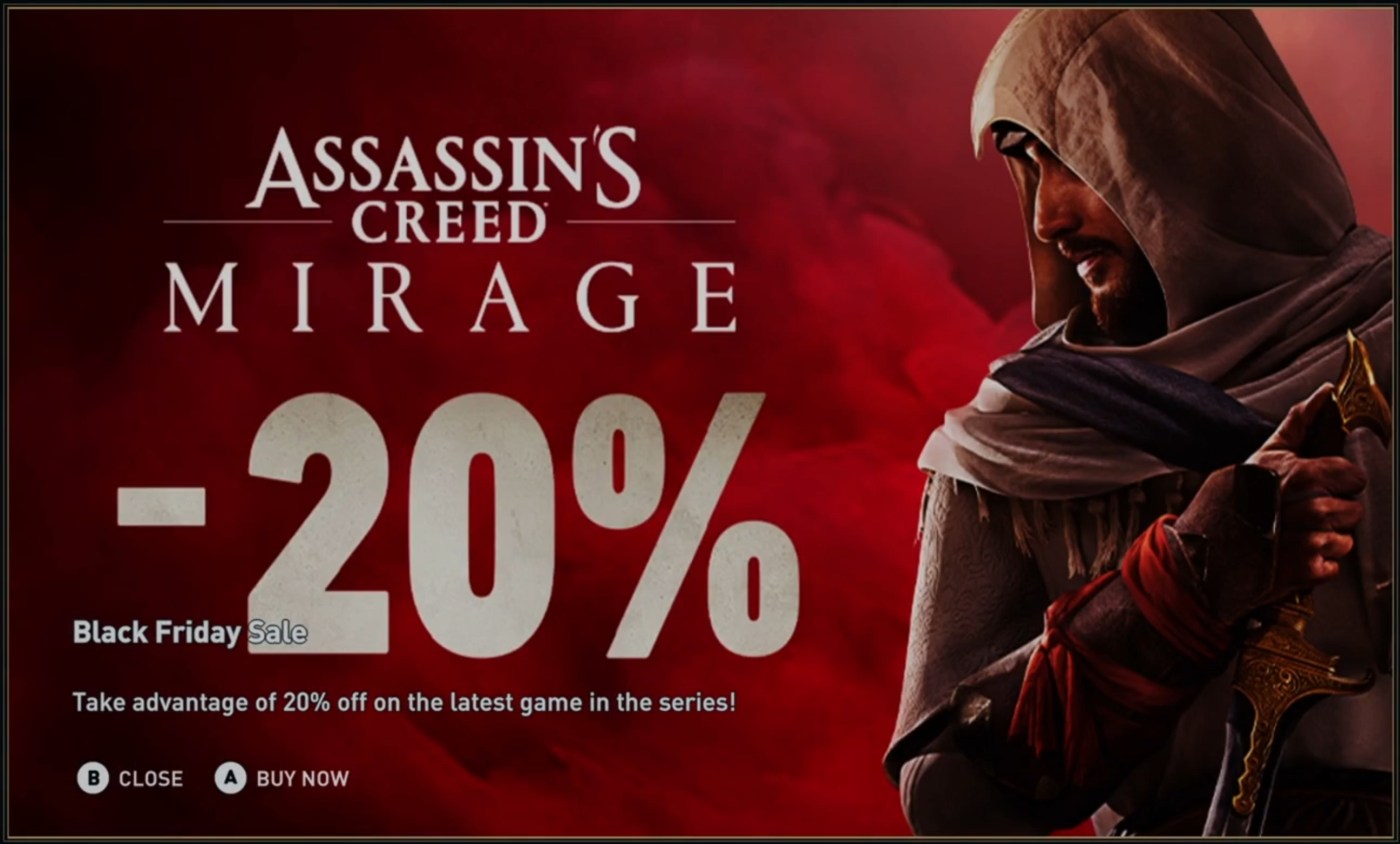 Ubisoft начала добавлять всплывающую рекламу Assassin's Creed Mirage в старые игры