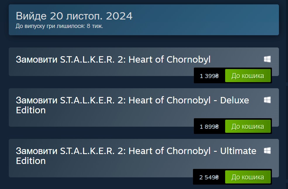 Цена S.T.A.L.K.E.R. 2: Heart of Chornobyl в Steam повысилась