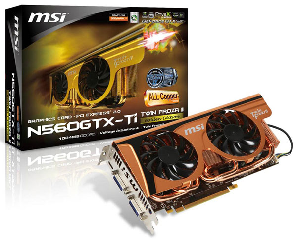 Видеокарта MSI N560GTX-Ti Twin Frozr II Golden Edition Видеокарта MSI N560GTX-Ti Twin Frozr II Golden Edition