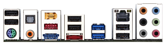 Материнская плата Gigabyte GA-990FXA-UD7 rev. 3.0 - задняя панель