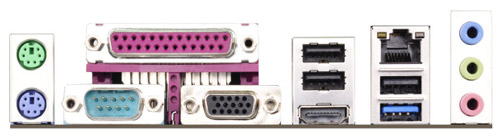 Материнская плата ASRock Q1900B-ITX - задняя панель Материнская плата ASRock Q1900B-ITX - задняя панель