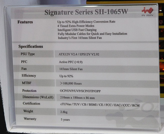 блок питания In Win SII-1065W