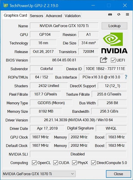 GPU-Z v2.19.0