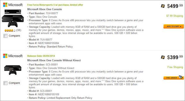 MS Xbox One без Kinect