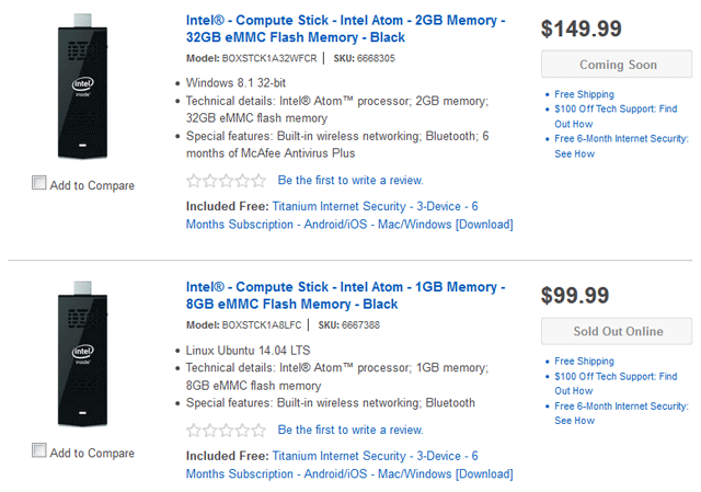 мини-ПК Intel Compute Stick