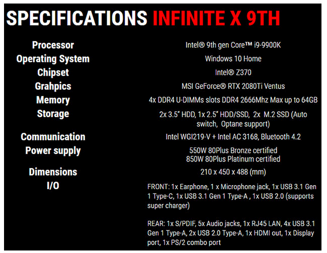 MSI Infinite X 9th