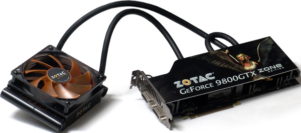 Видеокарта ZOTAC 9800 GTX ZONE Edition с водяным охлаждением