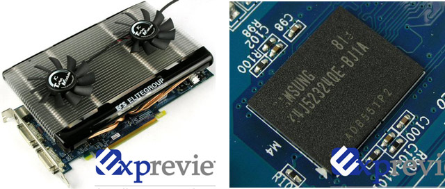 ECS 9800 GT с кулером и чипом памяти справа