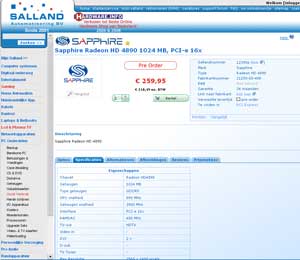 Sapphire Radeon HD 4890 1GB в прайсе