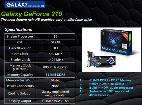 видеокарта Galaxy GeForce 210