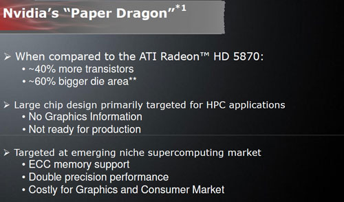 AMD назвала GF100 Fermi «бумажным драконом»