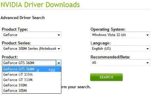Мобильные видеокарты GeForce 300M