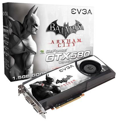 Видеокарта EVGA GeForce GTX 580 Superclocked Batman Arkham City Edition Видеокарта EVGA GeForce GTX 580 Superclocked Batman Arkham City Edition