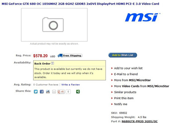 MSI GeForce GTX 680 OC MSI GeForce GTX 680 OC