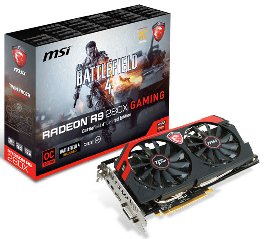 Видеокарта MSI Radeon R9 280X Gaming с купоном Battlefield 4