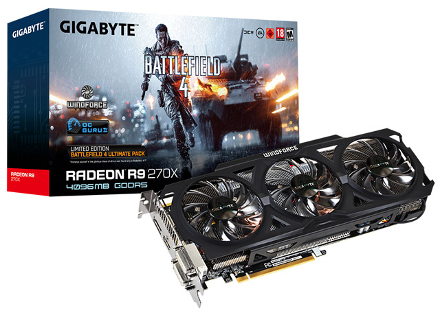 Видеокарта Gigabyte Radeon R9 270X WindForce 3X OC 4GB GDDR5 Battlefield 4 Edition