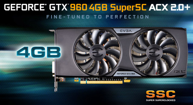 Видеокарта EVGA GeForce GTX 960 4GB SuperSC ACX 2.0+