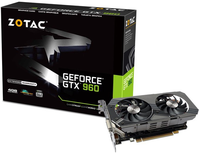 Видеокарта Zotac GTX 960 OC с 4 ГБ памяти
