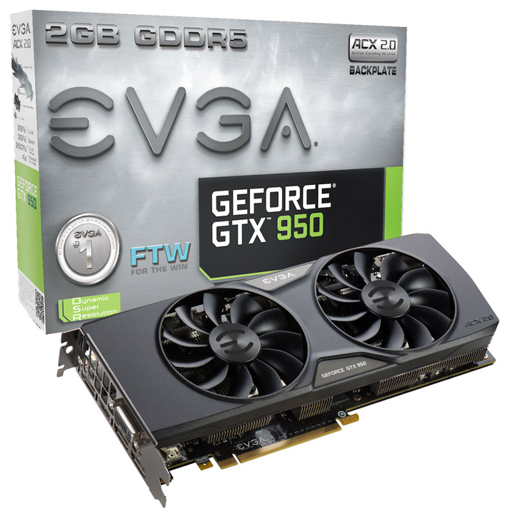 Видеокарта EVGA GeForce GTX 950 FTW ACX 2.0