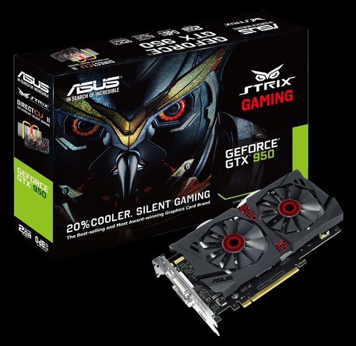 Видеокарта Asus GeForce GTX 950 Strix (Strix-GTX950-DC2-2GD5-Gaming)