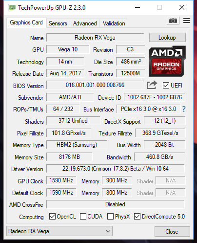 в GPU-Z исправили ошибку отображения количества шейдеров у Radeon RX Vega 56