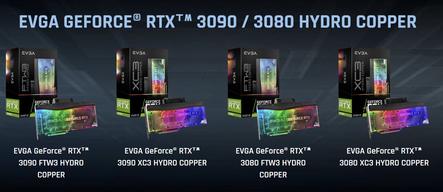 GeForce RTX 3090 / RTX 3080 FTW3 / XC3 Hydro Copper Hybrid