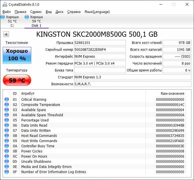 Kingston KC2000 NVMe PCIe 500GB