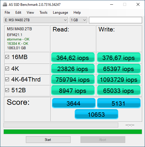 MSI Spatium M480 PCIe 4.0 NVMe M.2 2TB